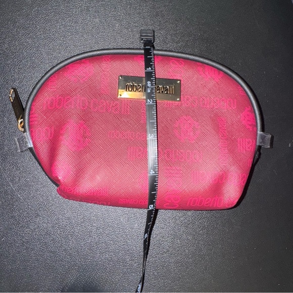 roberto cavalli small cosmetic toiletry bag | makeup case burgundy maroon - Picture 16 of 16